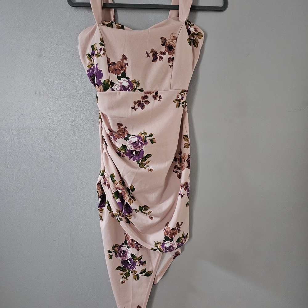 Windsor Asymmetrical Floral Dress in Pink and Purple